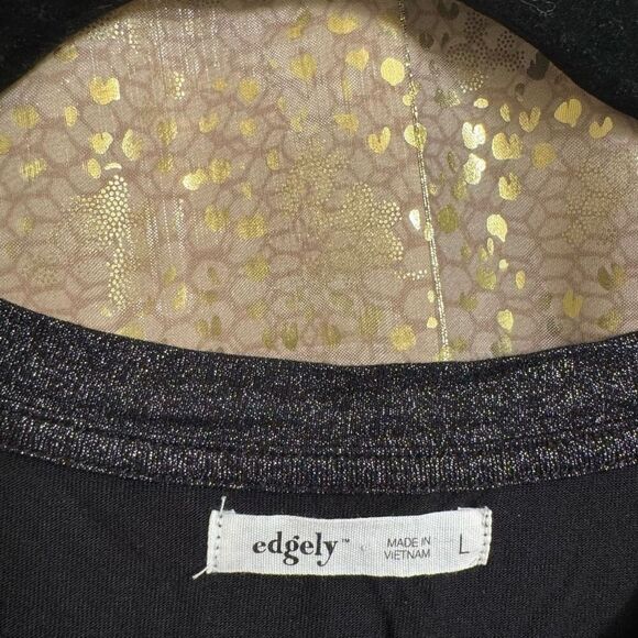 Maurices Edgely Black Silver Shimmer Crew Neck Tee Shirt Large - Picture 4 of 7